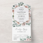 ダスティピンクマウヴバラフローラジオメト結婚リ オールインワン招待状 (内側)