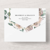 ダスティピンクマウヴバラフローラジオメト結婚リ オールインワン招待状 (裏面)