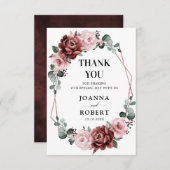 ダスティピンクマウヴバラフローラジオメト結婚リ サンキューカード (正面/裏面)