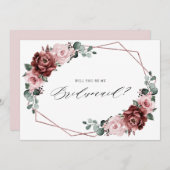 ダスティピンクマウヴバラフローラブライドメイド提案 招待状 (正面/裏面)