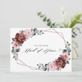 ダスティピンクマウヴバラ私のメイド・オブ・オーナー(花嫁付き添い人) 招待状 (スタンド正面)