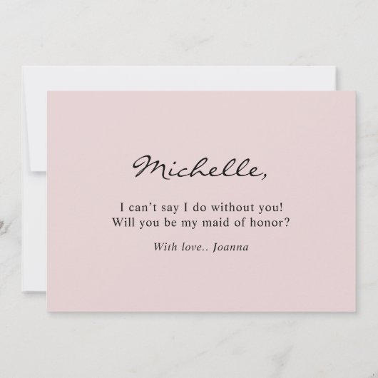 ダスティピンクマウヴバラ私のメイド・オブ・オーナー(花嫁付き添い人) 招待状 (裏面)