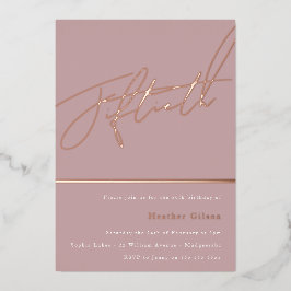 ダスティピンクマウヴバラ金ゴールド第50位誕生日 箔招待状