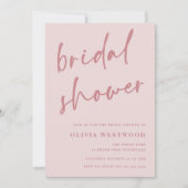 ダスティピンクマウヴ&赤面モダンブライダルシャワー 招待状 (正面)