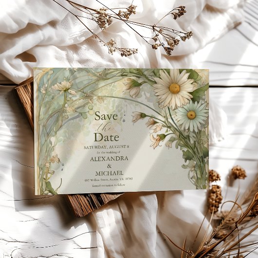 ダスティピンクマルゲライトデイジー結婚ズアールヌーボー セーブザデート