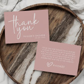 ダスティピンクミニマリストスクリプトブライダルシャワーフラット サンキューカード