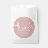 ダスティピンクミニマリストスクリプトブライダルシャワー フェイバーバッグ (正面)
