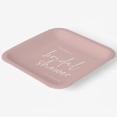 ダスティピンクミニマリストスクリプトブライダルシャワー ペーパープレート (傾斜あり)