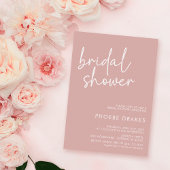 ダスティピンクミニマリストスクリプトブライダルシャワー 招待状