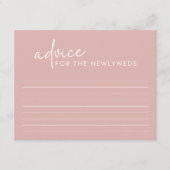 ダスティピンクミニマルブライダルシャワーアドバイスカード エンクロージャーカード (正面)