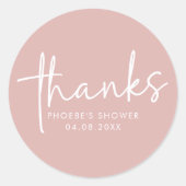 ダスティピンクミニマルブライダルシャワーフェイスステッカー ラウンドシール (正面)