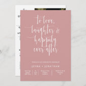 ダスティピンクモダンミニマ結婚リストのQRコード写真 招待状 (正面/裏面)