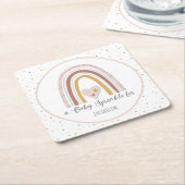 ダスティピンクモダンレインボー金ゴールドガールベビー散布 スクエアペーパーコースター (アングル)