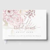 ダスティピンクモダン花模様ブライダルシャワーゲストブック ゲストブック (正面)