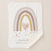 ダスティピンクレインボーモダン誕生スタッツガールベビー シェルパブランケット (正面)