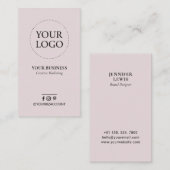 ダスティピンクロゴミニマルビジネスソーシャルメディア 名刺 (正面/裏面)