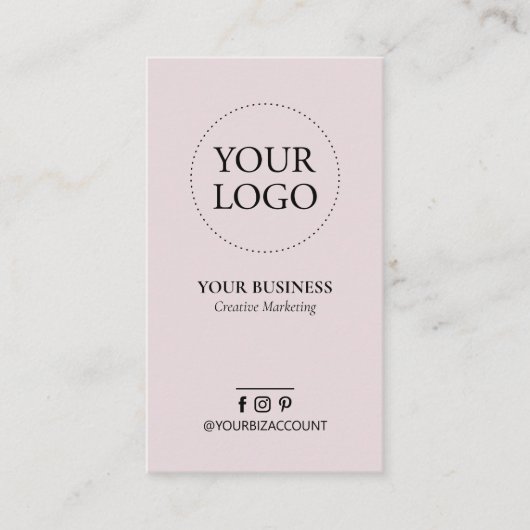 ダスティピンクロゴミニマルビジネスソーシャルメディア 名刺 (正面)