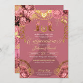 ダスティピンクローズウエスエレガントタンシャロキンセアニェラ 招待状 (正面/裏面)