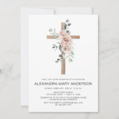 ダスティピンクローズクロスフローラバプテスマ招待状 招待状 (正面)