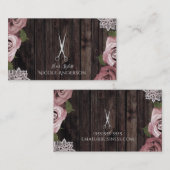 ダスティピンクローズシックサロン美容師はさみ 名刺 (正面/裏面)