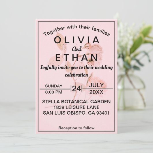 ダスティピンクローズシック夏のフローラ結婚ズ 招待状 (スタンド正面)
