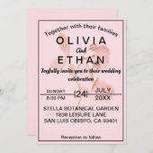 ダスティピンクローズシック夏のフローラ結婚ズ 招待状 (正面/裏面)