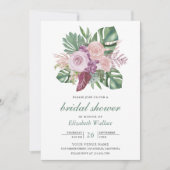 ダスティピンクローズトロピカルモンステラブライダルシャワー 招待状 (正面)