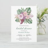 ダスティピンクローズトロピカルモンステラブライダルシャワー 招待状 (スタンド正面)
