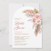 ダスティピンクローズパンパスグラスアーチブライダルシャワー 招待状 (正面)