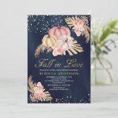 ダスティピンクローズパンプキンパンパスネイビーブライダルシャワー 招待状 (スタンド正面)