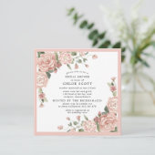 ダスティピンクローズフローラスクエアブライダルシャワー 招待状 (スタンド正面)