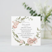 ダスティピンクローズフローラ金ゴールドブライダルシャワー 招待状 (スタンド正面)