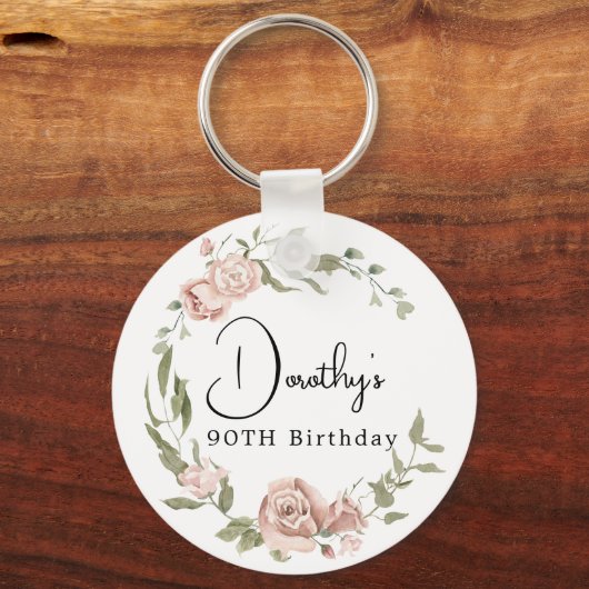 ダスティピンクローズフローラ90誕生日 キーホルダー (裏面)
