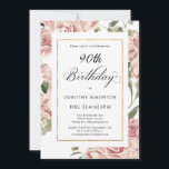 ダスティピンクローズフローラ90thバースデーパーティー 招待状<br><div class="desc">90歳かわいらしの誕生日を迎える特別な機会。ほこりっぽいピンクのバラとセージの葉緑のは薄い縁ど金ゴールドのフレームと美しいを作成する。90歳の誕生日書は書字エレガントで書かれた。誕生日詳細は非常に簡単カスタマイズだ。ピンクのバラを愛する誕生日のお祝い、またはバラ庭師のために最適。このアイテムはDusty Pink Roseコレクションの一部である。文房具スイートやパーティー装飾やデコユニークールの作成に使用できパーソナライズされたるDIYテンプレートが含まれている。</div>