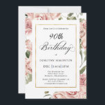 ダスティピンクローズフローラ90thバースデーパーティー 招待状<br><div class="desc">90歳かわいらしの誕生日を迎える特別な機会。ほこりっぽいピンクのバラとセージの葉緑のは薄い縁ど金ゴールドのフレームと美しいを作成する。90歳の誕生日書は書字エレガントで書かれた。誕生日詳細は非常に簡単カスタマイズだ。ピンクのバラを愛する誕生日のお祝い、またはバラ庭師のために最適。このアイテムはDusty Pink Roseコレクションの一部である。文房具スイートやパーティー装飾やデコユニークールの作成に使用できパーソナライズされたるDIYテンプレートが含まれている。</div>