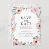 ダスティピンクローズミッドサマーフローラセーブザデート 案内ポストカード (正面/裏面)