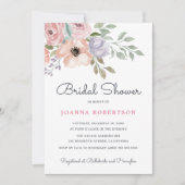 ダスティピンクローズミッドサマーフローラブライダルシャワー 招待状 (正面)