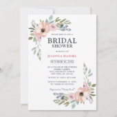 ダスティピンクローズミッドサマーフローラブライダルシャワー 招待状 (正面)