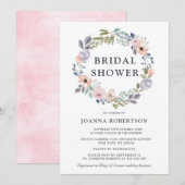 ダスティピンクローズミッドサマーフローラブライダルシャワー 招待状 (正面/裏面)