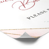 ダスティピンクローズユーカリ金ゴールドゲストブックサイン ポスター (角)