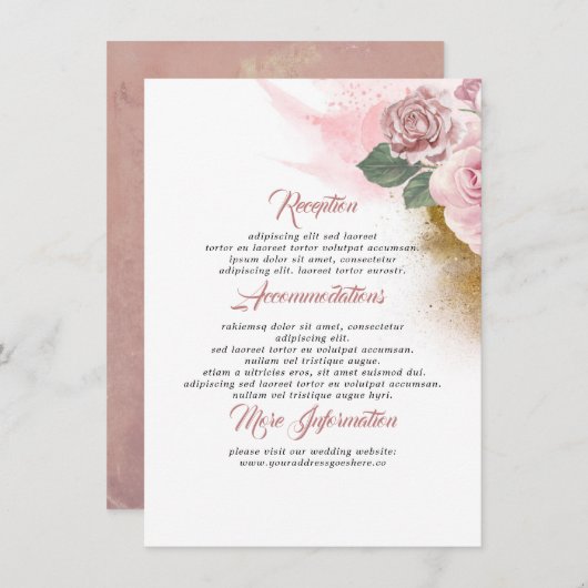 ダスティピンクローズ結婚ズインフォメーションゲスト エンクロージャーカード (正面/裏面)