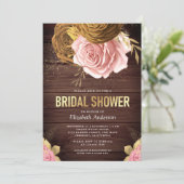 ダスティピンクローズ自然フローラウッドブライダルシャワー 招待状 (スタンド正面)