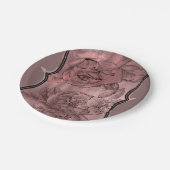 ダスティピンクローズ金ゴールドエレガントグラムフローラシック ペーパープレート (アングル)