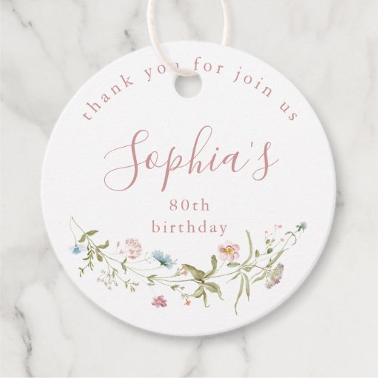 ダスティピンクワイルドフラワーボ素朴ホ誕生日 フェイバータグ (正面)