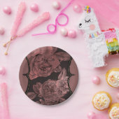 ダスティピンクヴィンテージバラエレガント金ゴールドグラムマウヴ ペーパープレート (パーティー)