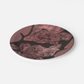 ダスティピンクヴィンテージバラエレガント金ゴールドグラムマウヴ ペーパープレート (アングル)