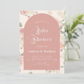 ダスティピンクヴィンテージバラガーデンボホアーチボタニカル 招待状 (スタンド正面)