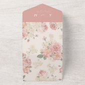 ダスティピンクヴィンテージバラフローラ60sボヘミアンアーチ オールインワン招待状 (外側)