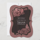 ダスティピンクヴィンテージバラ金ゴールドグラムブライダルシャワー 招待状 (正面)