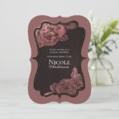 ダスティピンクヴィンテージバラ金ゴールドグラムブライダルシャワー 招待状 (スタンド正面)